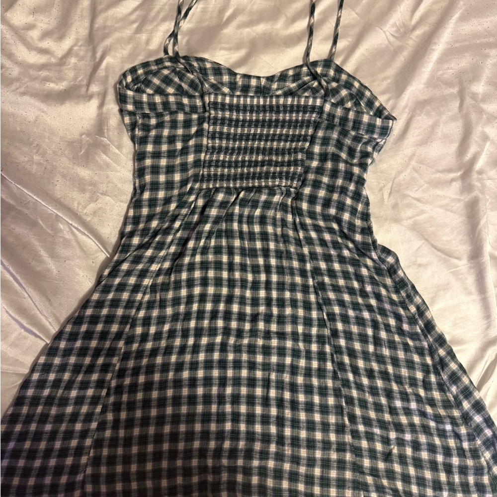 American Eagle Outfitters Green Plaid Mini Dress - Picture 2 of 3